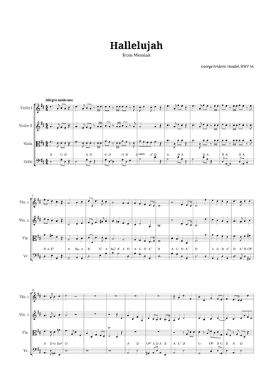 Hallelujah by Handel for String Quartet (arr. Langanho)