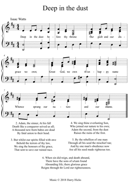 Deep in the dust. A new tune to a wonderful Isaac Watts hymn.