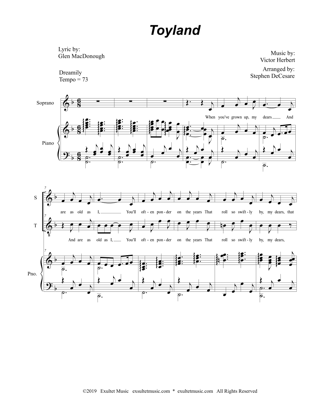 Toyland (2-part choir - (Soprano and Tenor) (arr. Stephen DeCesare)