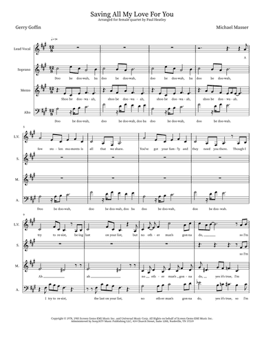 Saving All My Love For You (arr. Paul K Heatley)