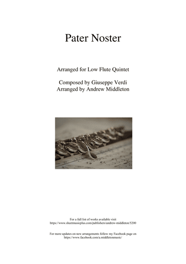Pater Noster arranged for Low Flute Quintet (arr. Andrew Middleton)
