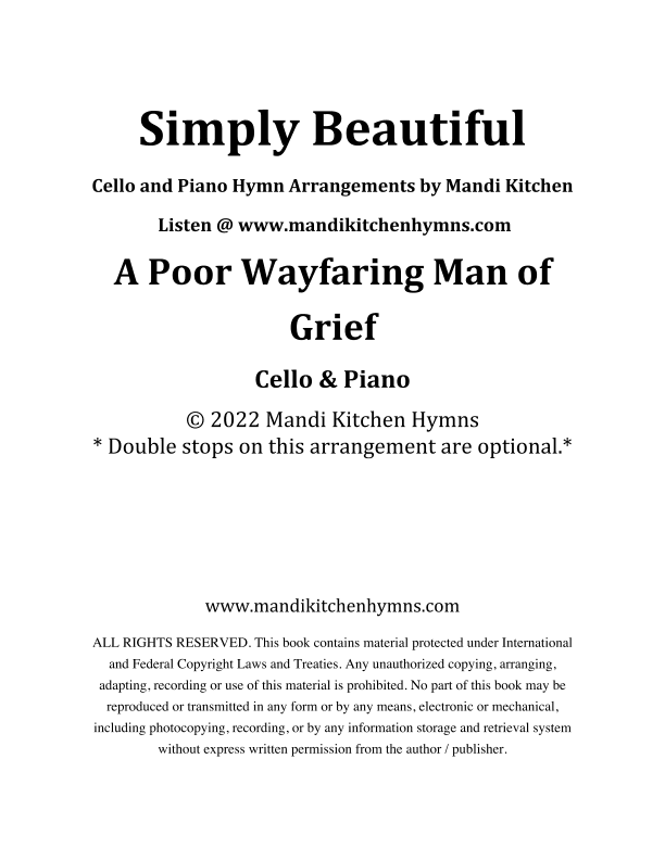 A Poor Wayfaring Man of Grief Cello Duet (arr. Mandi Kitchen)