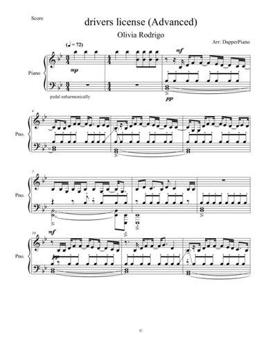 Drivers License (arr. DapperPiano)