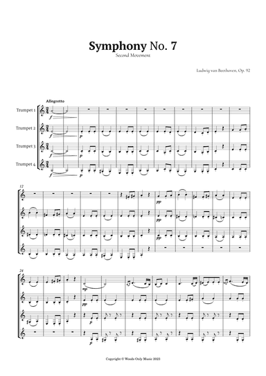 2nd Movement of Symphony No. 7 by Beethoven for Trumpet Quartet (arr. Ander)