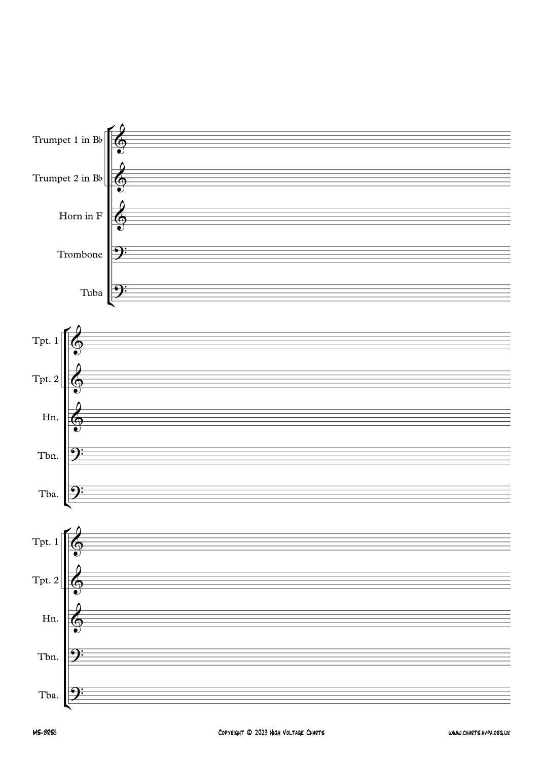 Manuscript Paper - Brass Quintet