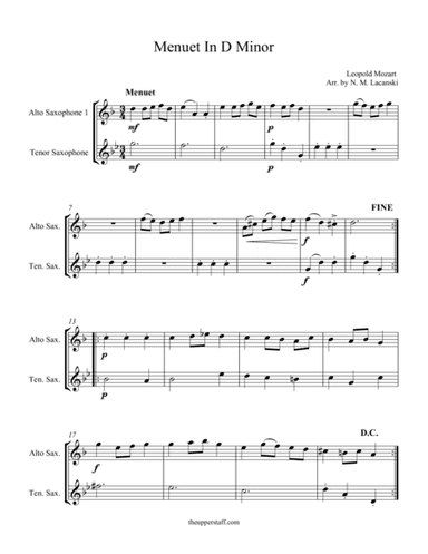 Menuet in D Minor (arr. Nick Lacanski)