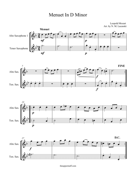 Menuet in D Minor (arr. Nick Lacanski)