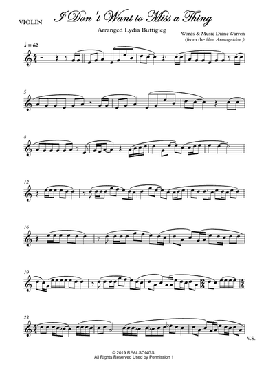 I Don't Want To Miss A Thing (arr. Dr Lydia Buttigieg)