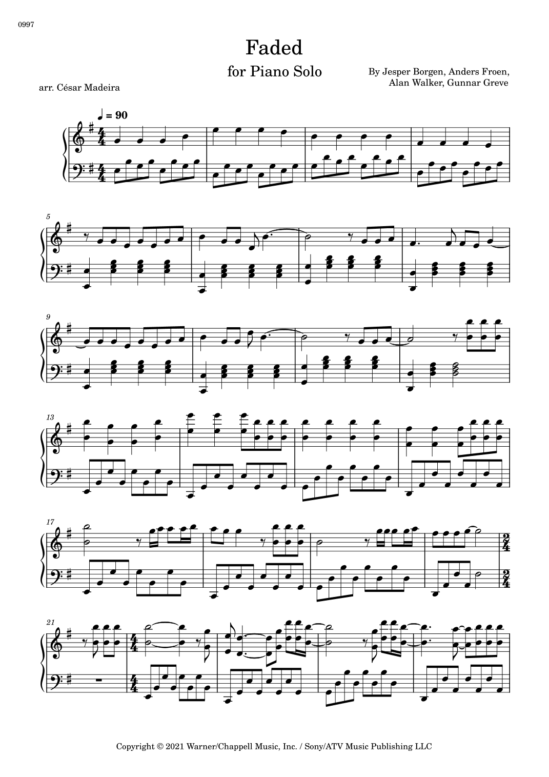 Faded (arr. César Madeira)
