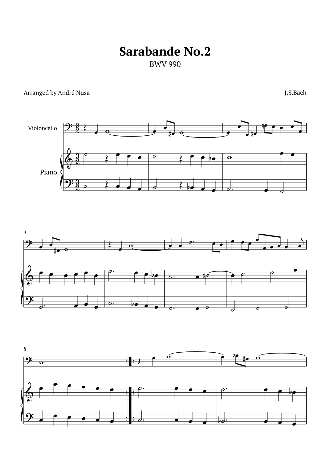 Sarabande No.2 BWV 990 (arr. André Nusa)