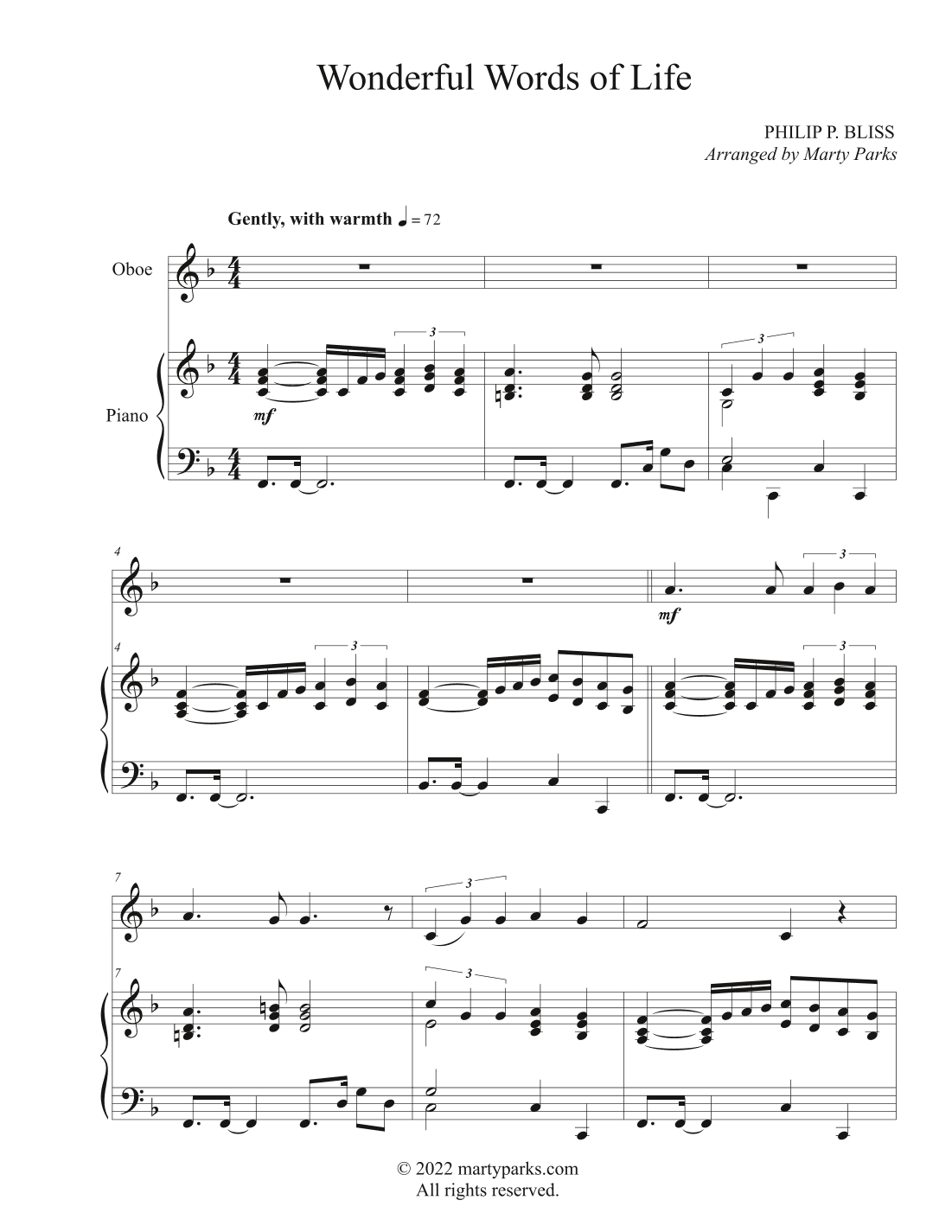 Wonderful Words of Life (Oboe-Piano) (arr. Marty Parks)