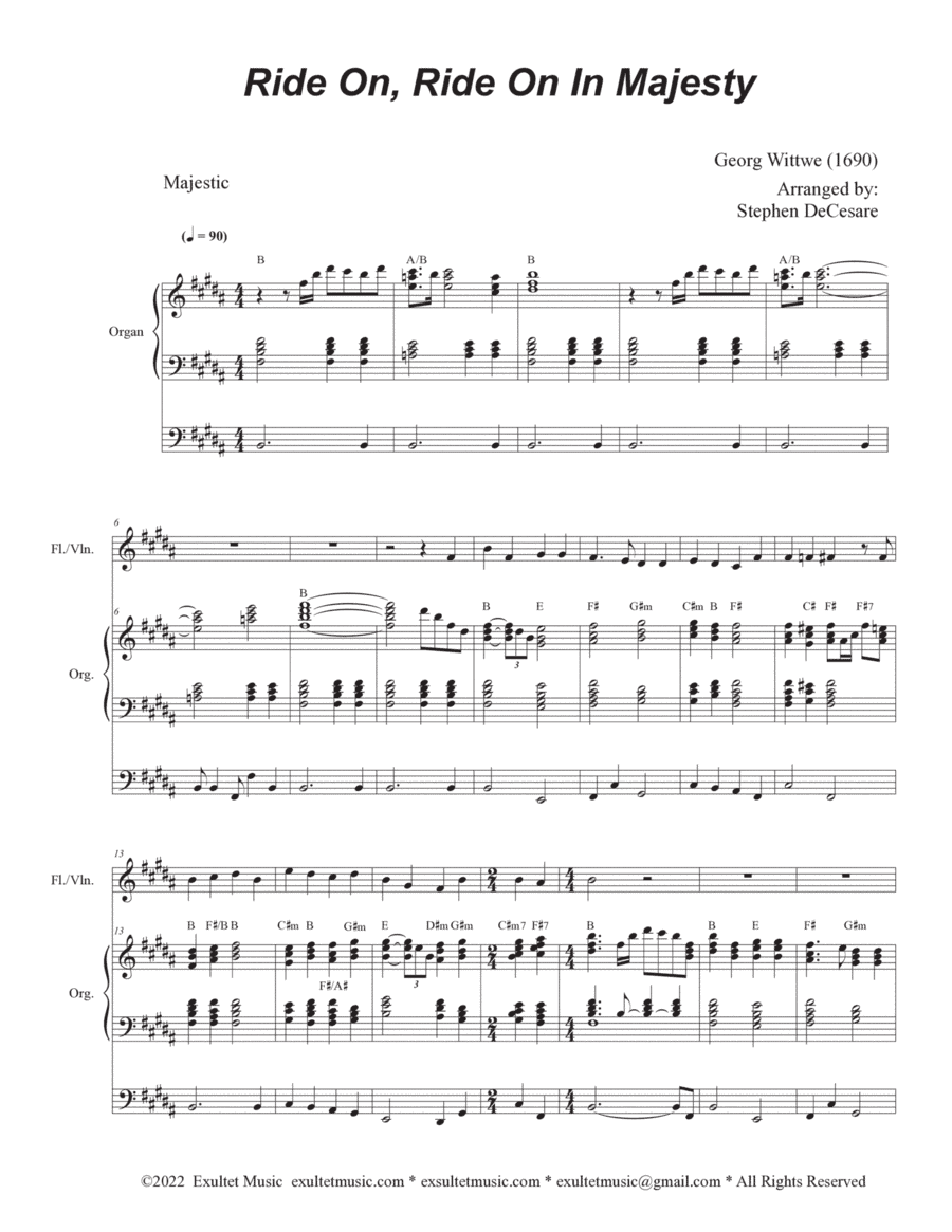 Ride On, Ride On In Majesty (Flute or Violin solo and Organ) (arr. Stephen DeCesare)