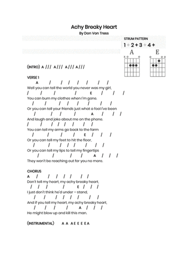 Achy Breaky Heart (don't Tell My Heart) (arr. Leonie Capararo)