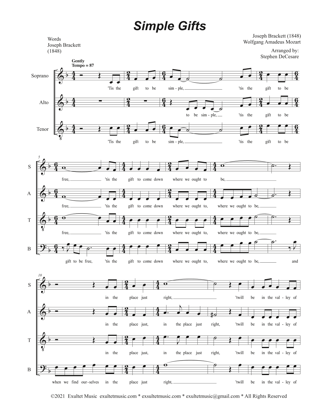 Simple Gifts (SATB) (arr. Stephen DeCesare)