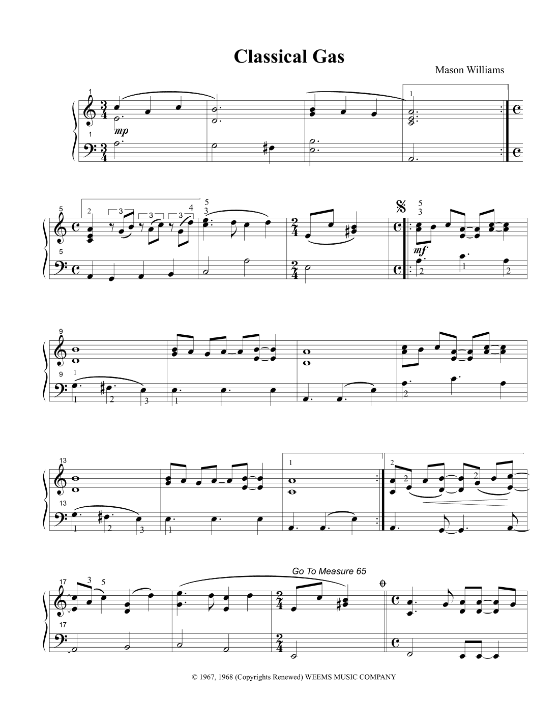 Classical Gas (arr. Michael Woytiuk)
