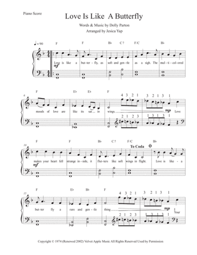 Love Is Like A Butterfly (arr. Jesica Yap)