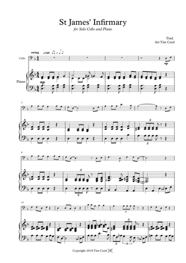 St James' Infirmary. For Solo Cello and Piano (arr. Tim Curd)