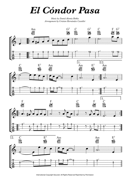 "El Co´ndor Pasa" for ukelele (arr. Cristian Hernandez Castellvi)
