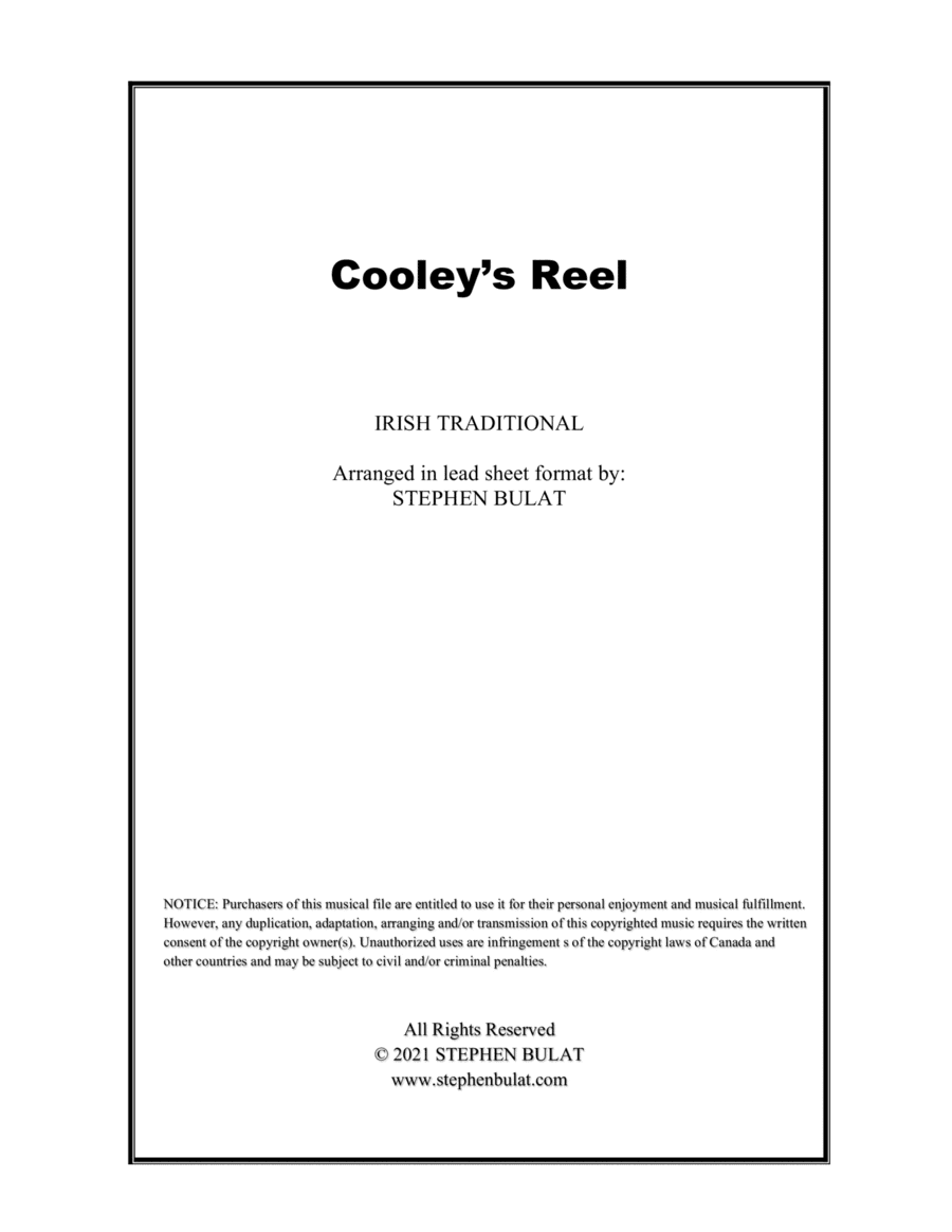Cooleys' Reel (Irish Traditional) - Lead sheet (key of G#m) (arr. Stephen Bulat)