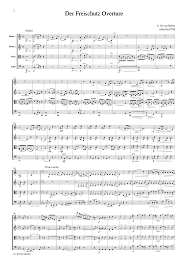 Weber  Der Freischutz Overture, for string quartet, CW101 (arr. FCMUSIC)
