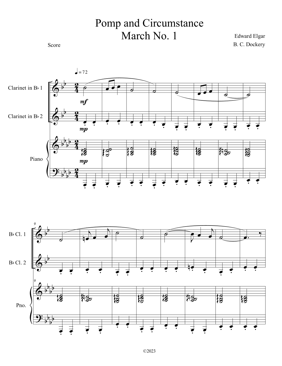 Pomp and Circumstance (Clarinet Duet with Piano Accompaniment) (arr. B. C. Dockery)
