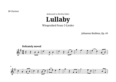 Wiegenlied (lullaby) by Brahms for Clarinet (arr. Langanho)