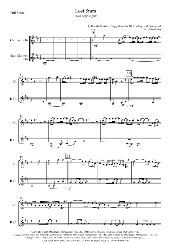 Lost Stars (arr. Fabio Britto)