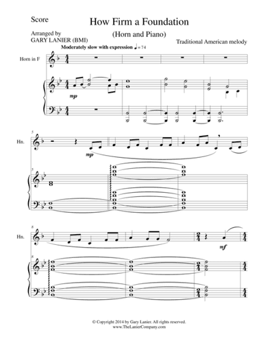HOW FIRM A FOUNDATION (Horn/Piano and Horn Part) (arr. Gary Lanier)