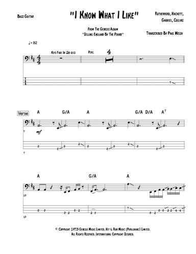 I Know What I Like (in Your Wardrobe) (arr. P Welsh)