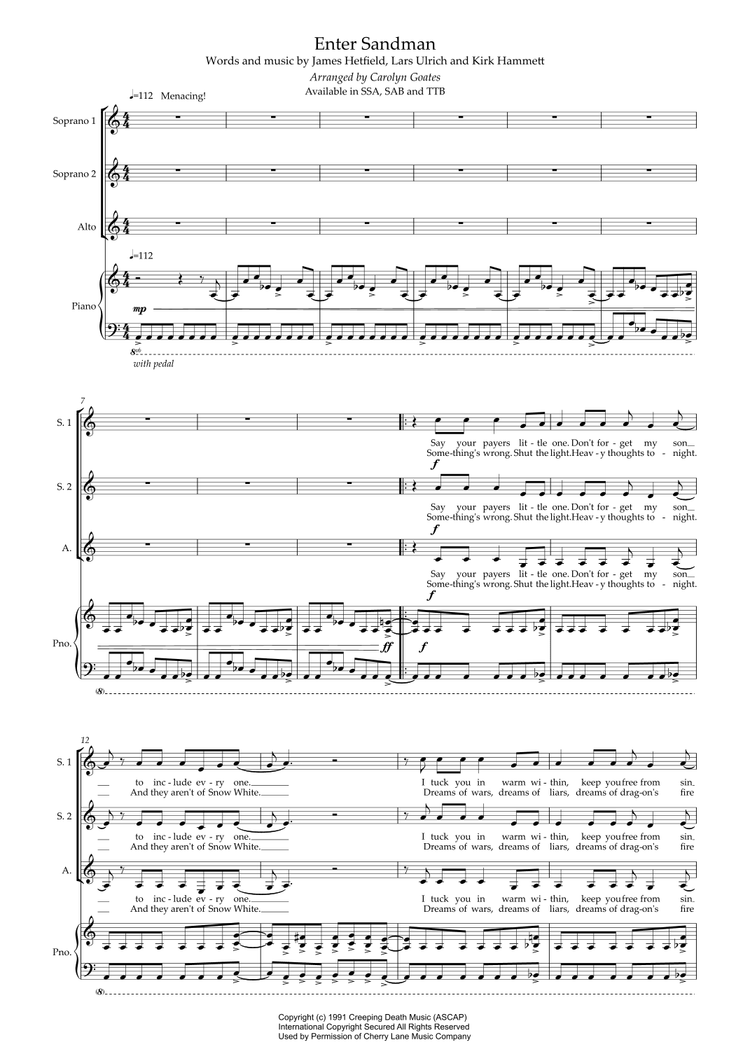 Enter Sandman (arr. Carolyn Goates)