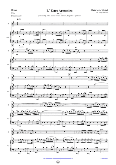 L´Estro Armonico (Larghetto e Spirituoso) (arr. Josef STASTNY)