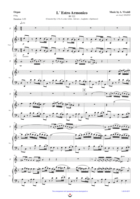 L´Estro Armonico (Larghetto e Spirituoso) (arr. Josef STASTNY)