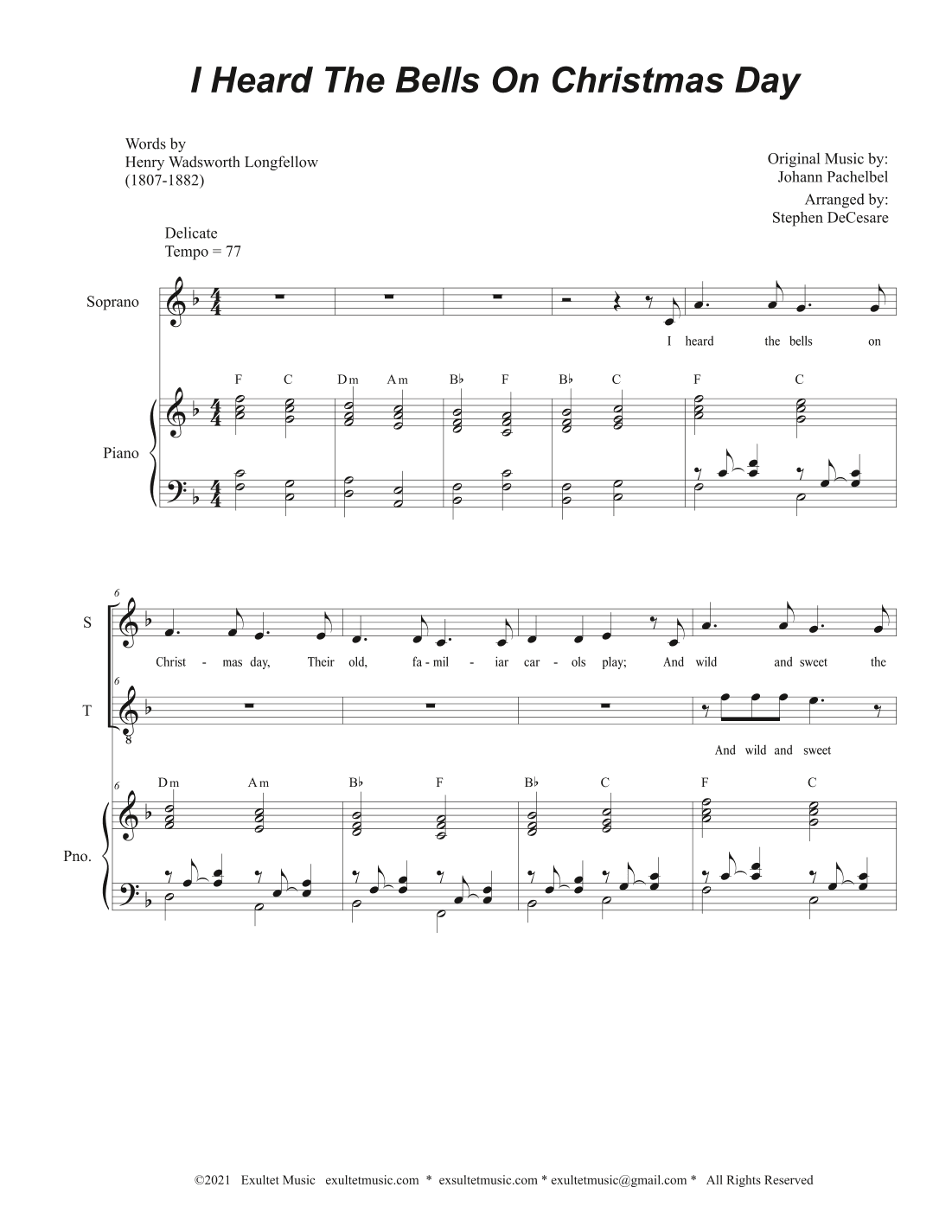 I Heard The Bells On Christmas Day (Duet for Soprano and Tenor solo) (arr. Stephen DeCesare)