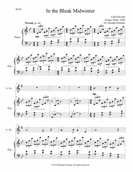 In the Bleak Midwinter (alto sax/piano), arr. Brenda Portman (arr. Brenda Portman)