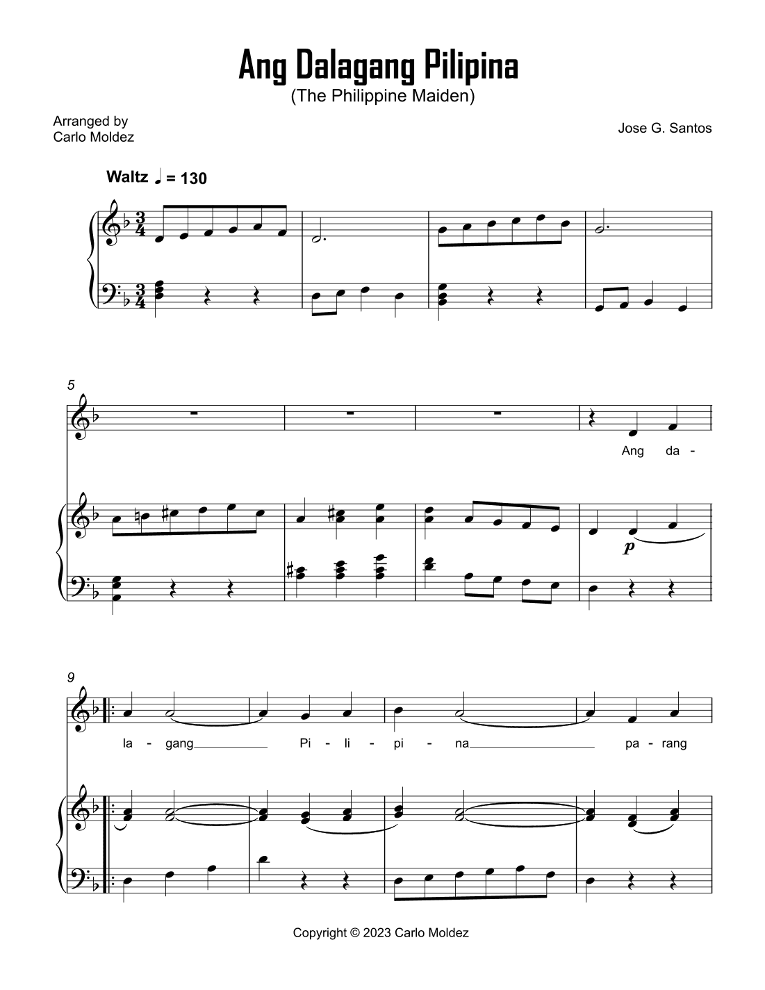 Ang Dalagang Pilipina (The Philippine Maiden) (arr. Carlo Moldez)