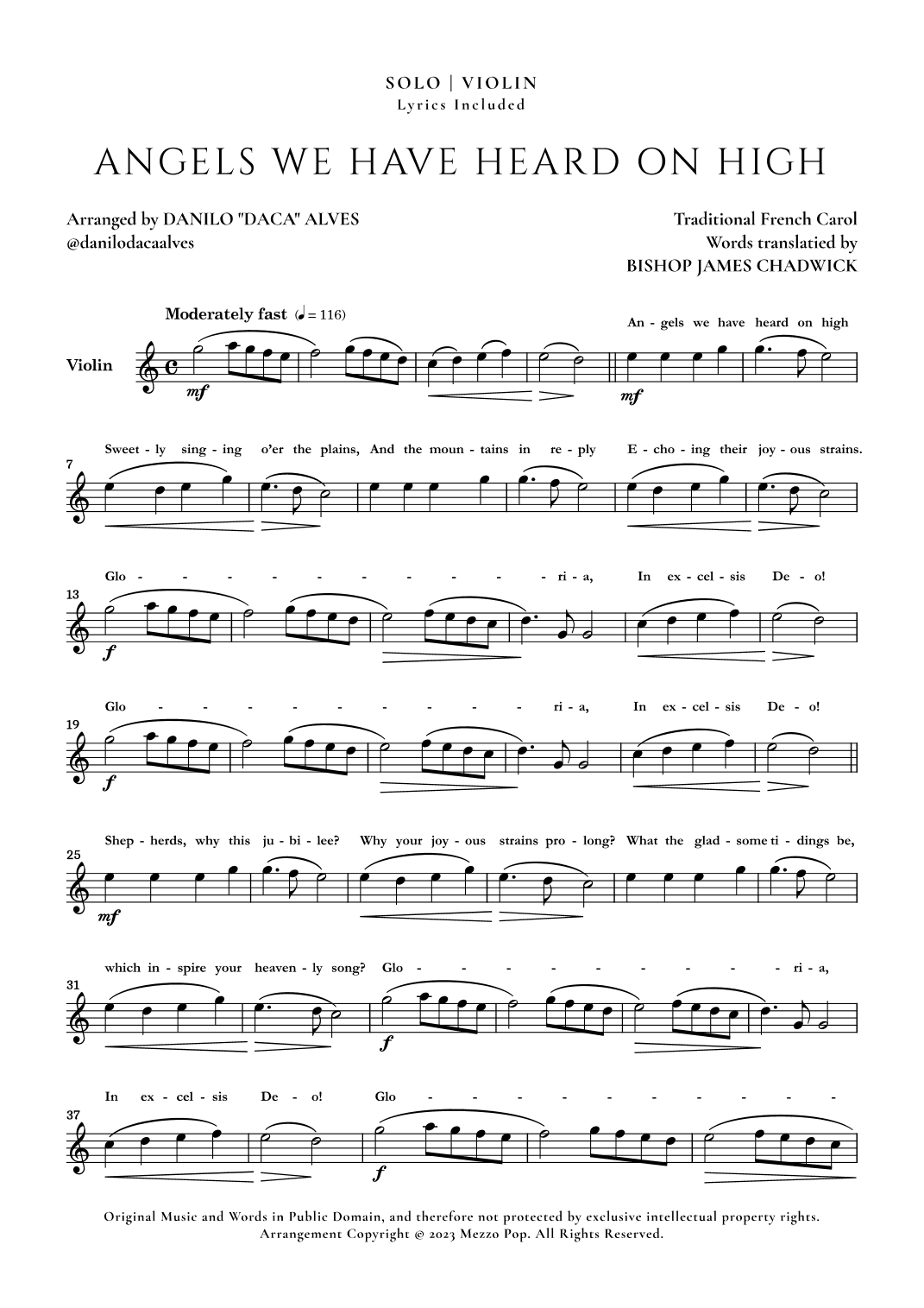 Angels We Have Heard On High (arr. Danilo "Daca" Alves)