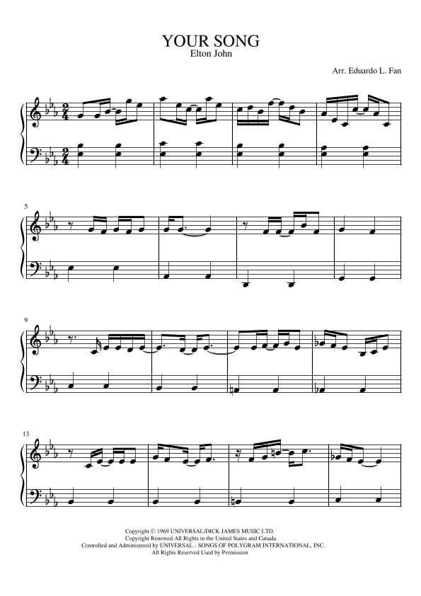 Your Song (arr. Eduardo L. Fan)