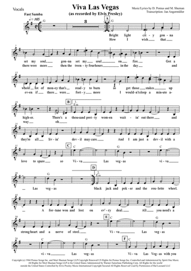 Viva Las Vegas  from VIVA LAS VEGAS (arr. Jan Angermüller)