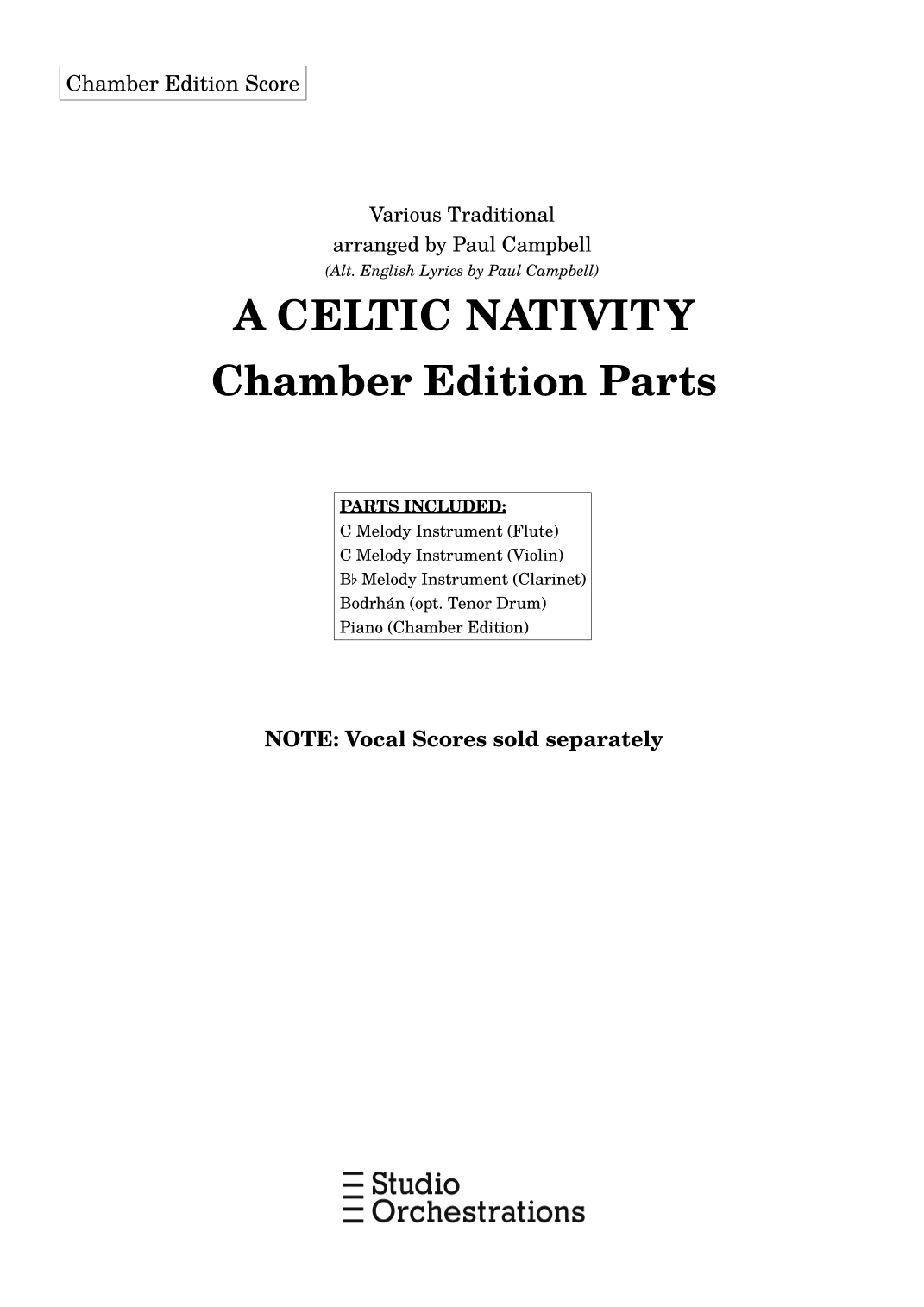 A Celtic Nativity (Chamber Edition Parts) (arr. Paul Campbell / Studio Orchestrations)
