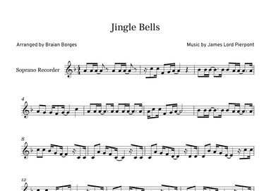 Jingle Bells in F major, For Soprano Recorder (arr. Braian Borges)