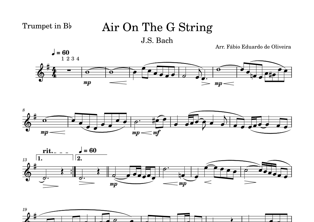 Air On The G String (Bach) - Easy Arrangement (arr. Fabio Eduardo de Oliveira)