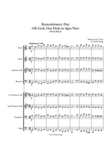 Remembrance Day. 'Oh God, Our Help in Ages Past' (Wind Band) (arr. Jordan Grigg)