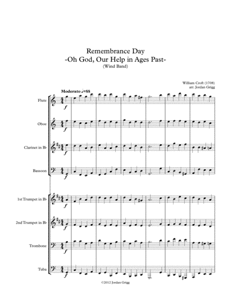Remembrance Day. 'Oh God, Our Help in Ages Past' (Wind Band) (arr. Jordan Grigg)