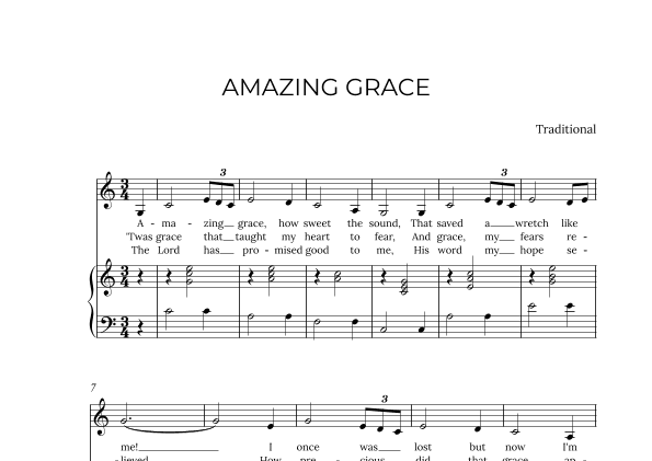 AMAZING GRACE - for piano and alto in C major (arr. Alex Nunes Rodrigues)