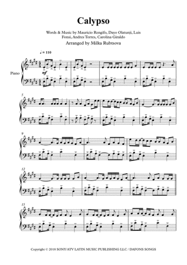 Calypso (remix) Feat. Karol G (arr. Milka Rubtsova)