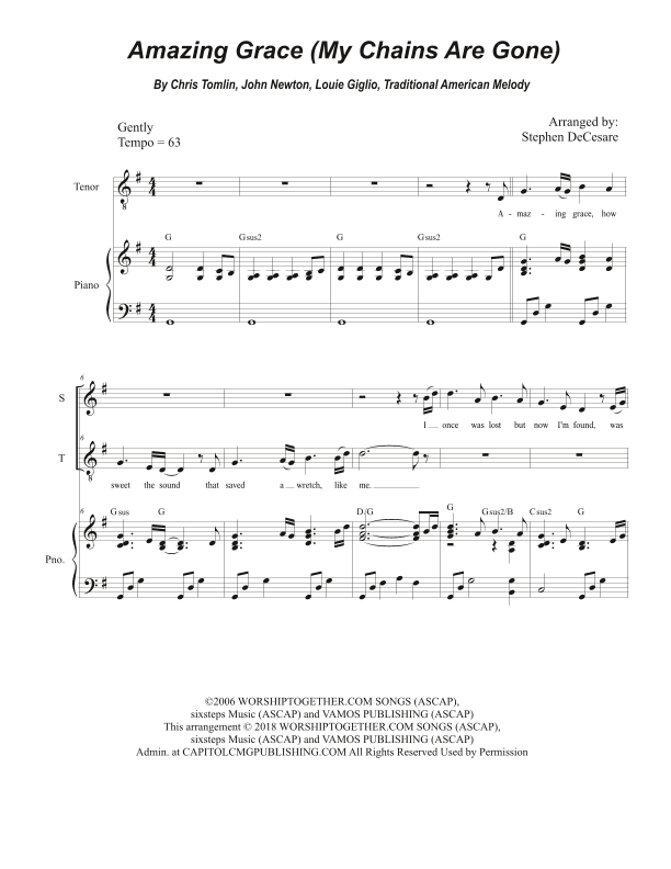 Amazing Grace (my Chains Are Gone) (arr. Stephen DeCesare)