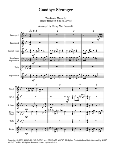 Goodbye Stranger (arr. Henry Von Ruprecht)