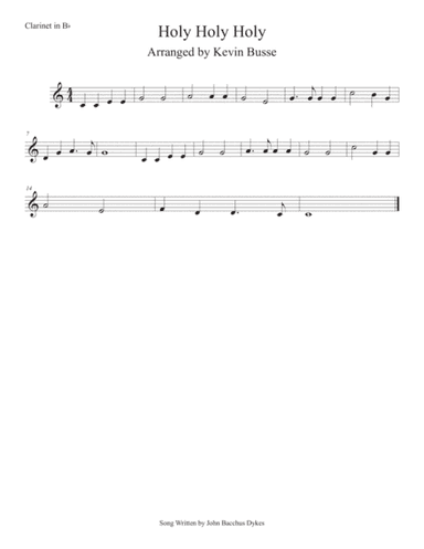 Holy Holy Holy (Easy key of C) Clarinet (arr. Kevin Busse)