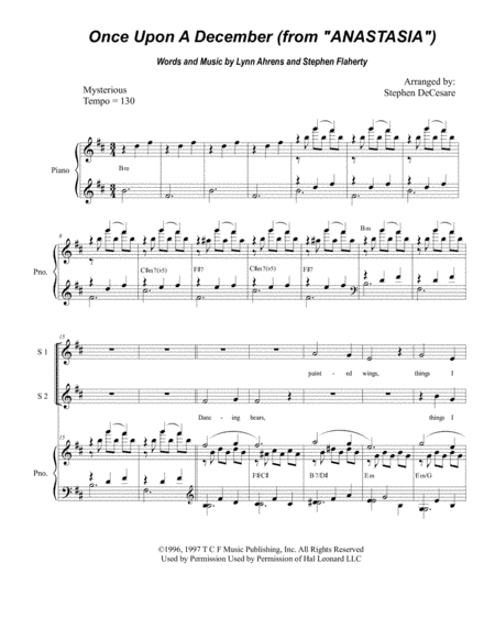Once Upon A December from the Twentieth Century Fox Motion Picture ANASTASIA (arr. Stephen DeCesare)