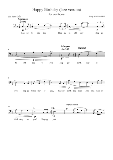 Happy Birthday (jazz version) (arr. Pedro Cohen)